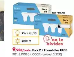 BricoCentro Garza - pack 2+1 bombillas gu10 oferta