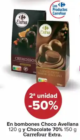 Carrefour CARREFOUR EXTRA En bombones Choco Avellana y Chocolate 70% oferta