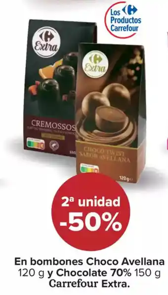 Carrefour CARREFOUR EXTRA En bombones Choco Avellana y Chocolate 70% oferta