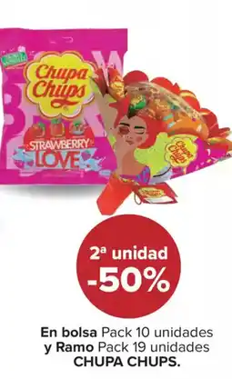 Carrefour CHUPA CHUPS En bolsa pack 10 unidades y ramo pack 19 unidades oferta