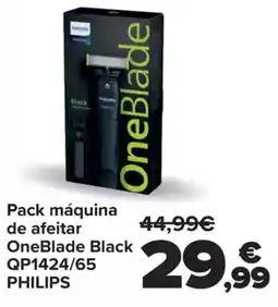 Carrefour PHILIPS Pack máquina de afeitar OneBlade Black QP1424/65 oferta