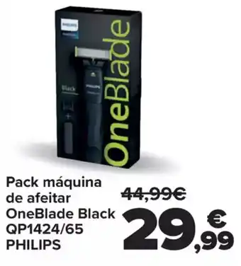 Carrefour PHILIPS Pack máquina de afeitar OneBlade Black QP1424/65 oferta