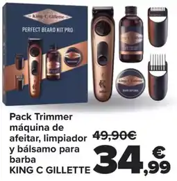 Carrefour KING C GILLETTE Pack Trimmer máquina de afeitar, limpiador 49,90€ y bálsamo para barba oferta