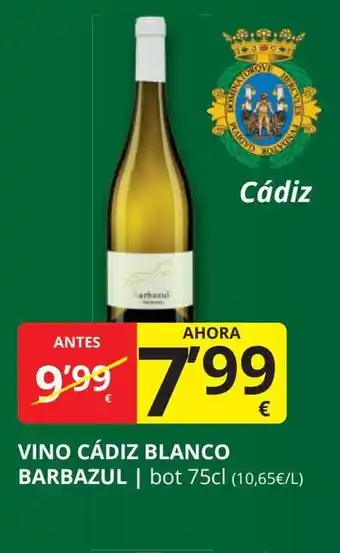 Supermercados MAS Vino cádiz blanco barbazul oferta