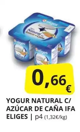 Supermercados MAS IFA ELIGES Yogur natural c/ azúcar de caña oferta