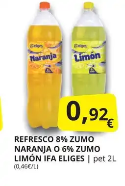 Supermercados MAS IFA ELIGES Refresco 8% zumo naranja o 6% zumo limón oferta