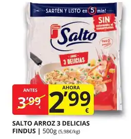 Supermercados MAS FINDUS Salto arroz 3 delicias oferta