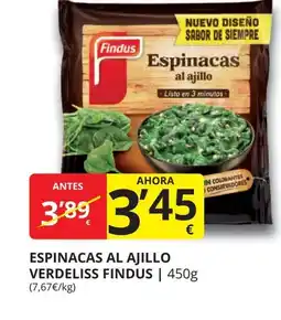 Supermercados MAS FINDUS Espinacas al ajillo verdeliss oferta