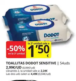 Supermercados MAS Toallitas dodot sensitive oferta