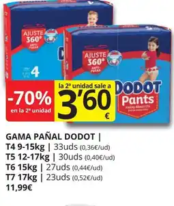 Supermercados MAS DODOT Gama pañal oferta