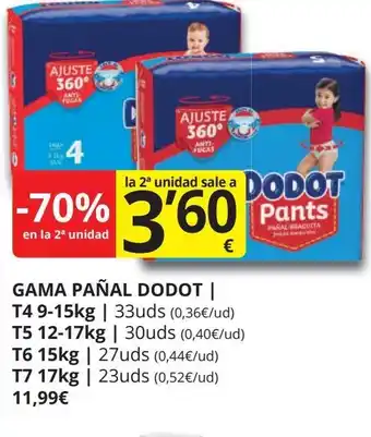 Supermercados MAS DODOT Gama pañal oferta