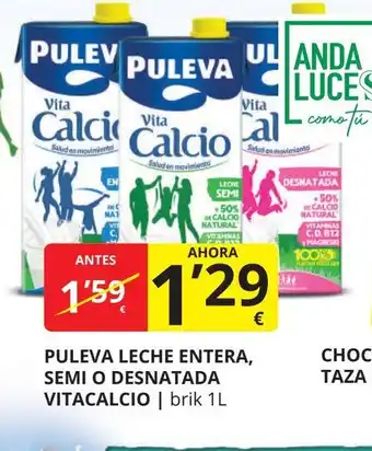 Supermercados MAS PULEVA leche entera, semi o desnatada vitacalcio oferta