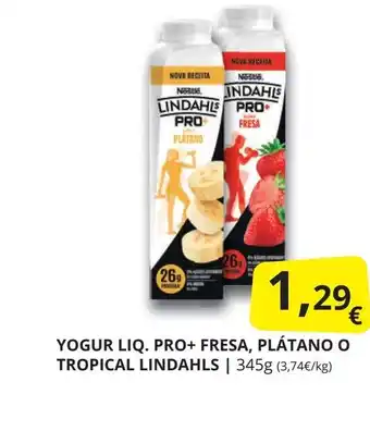 Supermercados MAS LINDAHLS Yogur liq. pro+ fresa, plátano o tropical oferta