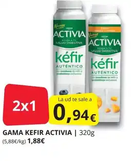 Supermercados MAS ACTIVIA Gama kefir oferta