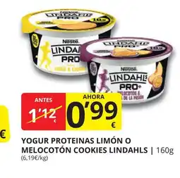 Supermercados MAS LINDAHLS Yogur proteinas limón o melocotón cookies oferta