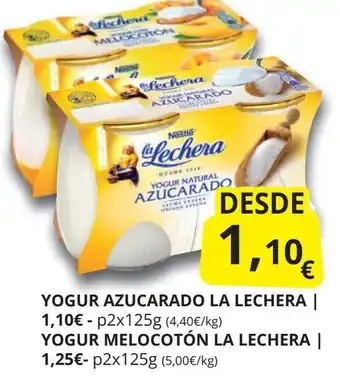 Supermercados MAS LA LECHERA Yogur azucarado oferta