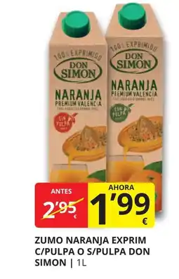 Supermercados MAS DON SIMON Zumo naranja exprim c/pulpa o s/pulpa oferta