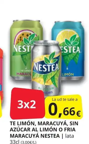 Supermercados MAS NESTEA Te limón, maracuyá, sin azúcar al limón o fria maracuyá oferta