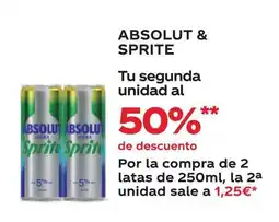 Supermercados MAS Absolut & sprite oferta