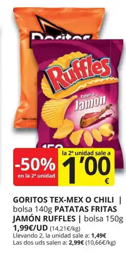 Supermercados MAS Goritos tex-mex o chili oferta