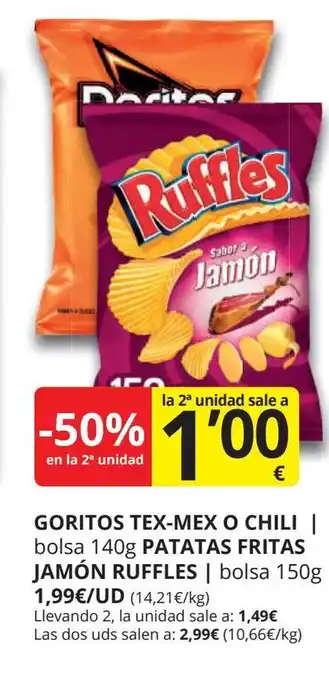 Supermercados MAS Goritos tex-mex o chili oferta