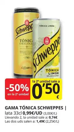 Supermercados MAS SCHWEPPES Gama tónica oferta