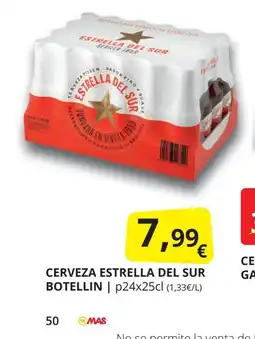 Supermercados MAS Cerveza estrella del sur botellin oferta