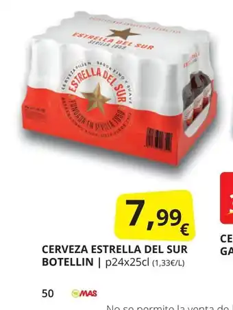 Supermercados MAS Cerveza estrella del sur botellin oferta