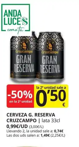 Supermercados MAS CRUZCAMPO Cerveza g. reserva oferta