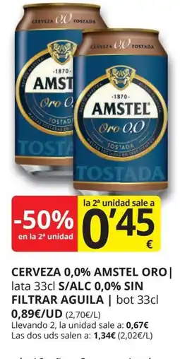 Supermercados MAS AMSTEL ORO Cerveza 0,0% oferta