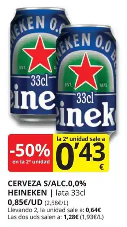 Supermercados MAS HEINEKEN Cerveza s/alc.0,0% oferta