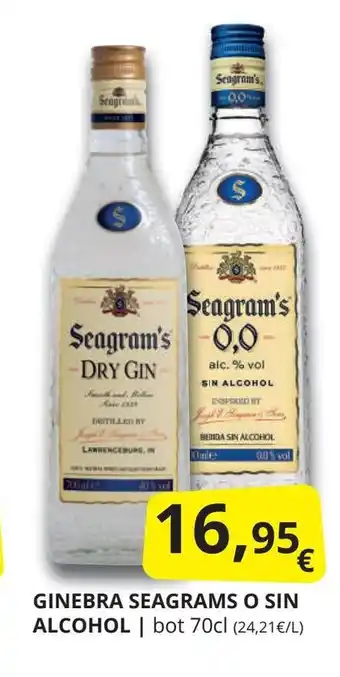 Supermercados MAS Ginebra seagrams o sin alcohol oferta