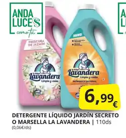 Supermercados MAS LA LAVANDERA Detergente líquido jardín secreto o marsella oferta