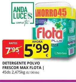 Supermercados MAS FLOTA Detergente polvo frescor max oferta