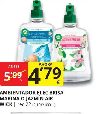 Supermercados MAS AIR WICK Ambientador elec brisa marina o jazmín oferta