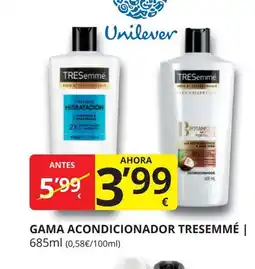 Supermercados MAS TRESEMMÉ Gama acondicionador oferta