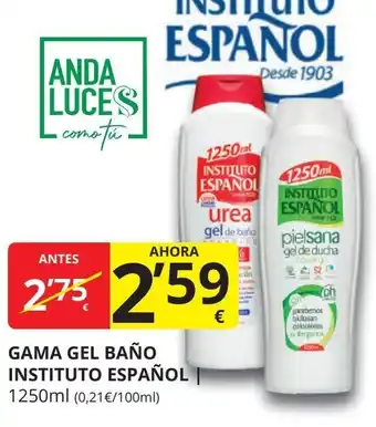 Supermercados MAS Gama gel baño instituto español oferta