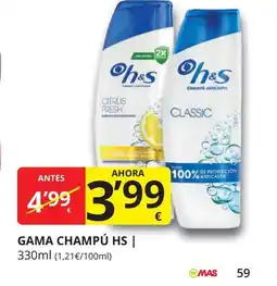 Supermercados MAS HS Gama champú oferta