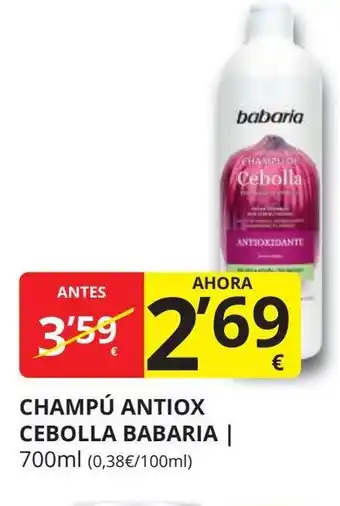 Supermercados MAS BABARIA Champú antiox cebolla oferta