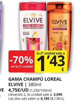 Supermercados MAS ELVIVE Gama champú loreal oferta