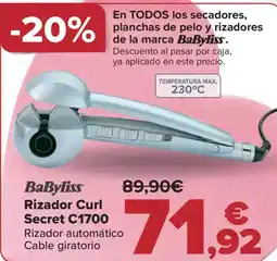 Carrefour BABYLISS Rizador Curl Secret C1700 oferta