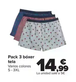 Carrefour Pack 3 bóxer tela oferta