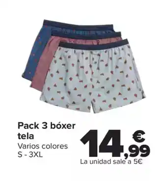 Carrefour Pack 3 bóxer tela oferta