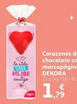 Alcampo DEKORA Corazones de chocolate con marcapáginas oferta