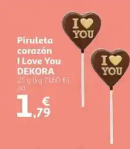 Alcampo DEKORA Piruleta corazón I Love You oferta