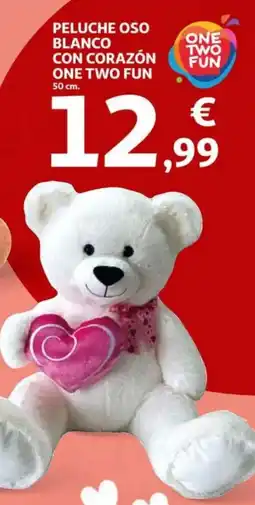 Alcampo ONE TWO FUN Peluche oso blanco con corazón oferta