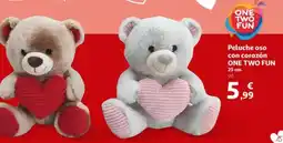 Alcampo ONE TWO FUN Peluche oso con corazón oferta