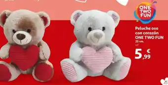 Alcampo ONE TWO FUN Peluche oso con corazón oferta