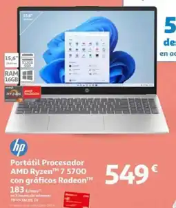 Alcampo HP Portátil Procesador AMD Ryzen™ 7 5700 con gráficos Radeon oferta