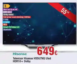 FROIZ HISENSE Televisor Hisense H55U7NQ Uled HDR10+ Dolby oferta